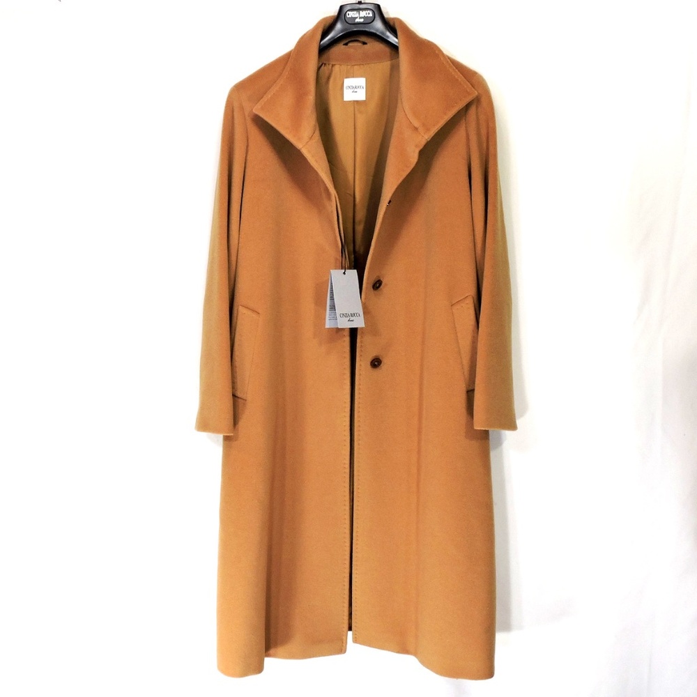 CINZIA ROCCA DUE 🇮🇹 WOMEN'S BROWN WOOL WINTER COAT SIZE 16 - Picture 7 of 7